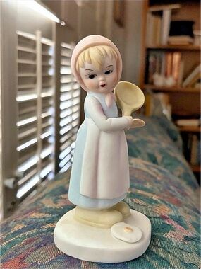 Vintage-Style Girl Figurine in White & Pink